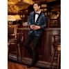imageCOOFANDY Mens Velvet Tuxedo Floral Blazer Jacket One Button Shawl Lapel Suit Jacket for Dinner Prom Party WeddingBlue