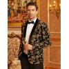 imageCOOFANDY Mens Velvet Tuxedo Floral Blazer Jacket One Button Shawl Lapel Suit Jacket for Dinner Prom Party WeddingGolden