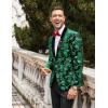 imageCOOFANDY Mens Velvet Tuxedo Floral Blazer Jacket One Button Shawl Lapel Suit Jacket for Dinner Prom Party WeddingGreen