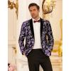 imageCOOFANDY Mens Velvet Tuxedo Floral Blazer Jacket One Button Shawl Lapel Suit Jacket for Dinner Prom Party WeddingPurple