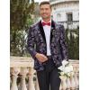 imageCOOFANDY Mens Velvet Tuxedo Floral Blazer Jacket One Button Shawl Lapel Suit Jacket for Dinner Prom Party WeddingPurple