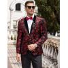 imageCOOFANDY Mens Velvet Tuxedo Floral Blazer Jacket One Button Shawl Lapel Suit Jacket for Dinner Prom Party WeddingRed