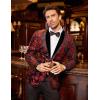 imageCOOFANDY Mens Velvet Tuxedo Floral Blazer Jacket One Button Shawl Lapel Suit Jacket for Dinner Prom Party WeddingRed
