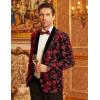imageCOOFANDY Mens Velvet Tuxedo Floral Blazer Jacket One Button Shawl Lapel Suit Jacket for Dinner Prom Party WeddingRed