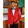 imageCOOFANDY Mens Velvet Tuxedo Floral Blazer Jacket One Button Shawl Lapel Suit Jacket for Dinner Prom Party WeddingRedsolid