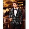 imageCOOFANDY Mens Velvet Tuxedo Floral Blazer Jacket One Button Shawl Lapel Suit Jacket for Dinner Prom Party WeddingSilver