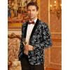 imageCOOFANDY Mens Velvet Tuxedo Floral Blazer Jacket One Button Shawl Lapel Suit Jacket for Dinner Prom Party WeddingSilver