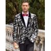 imageCOOFANDY Mens Velvet Tuxedo Floral Blazer Jacket One Button Shawl Lapel Suit Jacket for Dinner Prom Party WeddingSilver