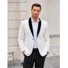 imageCOOFANDY Mens Velvet Tuxedo Floral Blazer Jacket One Button Shawl Lapel Suit Jacket for Dinner Prom Party WeddingWhite