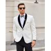 imageCOOFANDY Mens Velvet Tuxedo Floral Blazer Jacket One Button Shawl Lapel Suit Jacket for Dinner Prom Party WeddingWhite