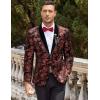imageCOOFANDY Mens Velvet Tuxedo Floral Blazer Jacket One Button Shawl Lapel Suit Jacket for Dinner Prom Party WeddingWine Red