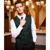 imageCOOFANDY Mens Victorian Vest Steampunk Double Breasted Suit Vest Slim Fit Brocade Paisley Floral WaistcoatDark Green