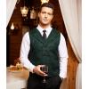 imageCOOFANDY Mens Victorian Vest Steampunk Double Breasted Suit Vest Slim Fit Brocade Paisley Floral WaistcoatDark Green