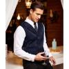 imageCOOFANDY Mens Victorian Vest Steampunk Double Breasted Suit Vest Slim Fit Brocade Paisley Floral WaistcoatNavy Blue