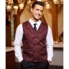 imageCOOFANDY Mens Victorian Vest Steampunk Double Breasted Suit Vest Slim Fit Brocade Paisley Floral WaistcoatWine Red