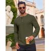 imageCOOFANDY Mens Waffle Henley Shirts Long Sleeve Casual TShirt Basic Lightweight Pullover TeesArmy Green