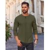 imageCOOFANDY Mens Waffle Henley Shirts Long Sleeve Casual TShirt Basic Lightweight Pullover TeesArmy Green