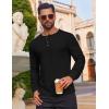 imageCOOFANDY Mens Waffle Henley Shirts Long Sleeve Casual TShirt Basic Lightweight Pullover TeesBlack