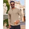 imageCOOFANDY Mens Waffle Henley Shirts Long Sleeve Casual TShirt Basic Lightweight Pullover TeesKhaki