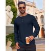 imageCOOFANDY Mens Waffle Henley Shirts Long Sleeve Casual TShirt Basic Lightweight Pullover TeesNavy Blue