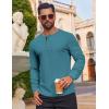 imageCOOFANDY Mens Waffle Henley Shirts Long Sleeve Casual TShirt Basic Lightweight Pullover TeesPeacock Blue