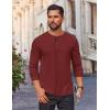 imageCOOFANDY Mens Waffle Henley Shirts Long Sleeve Casual TShirt Basic Lightweight Pullover TeesWine Red