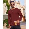 imageCOOFANDY Mens Waffle Henley Shirts Long Sleeve Casual TShirt Basic Lightweight Pullover TeesWine Red