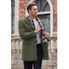 imageCOOFANDY Mens Wool Blend Coat with Detachable Plaid Scarfs Notched Collar Single Breasted Pea Coat Trench Overcoat2army Green