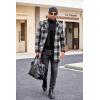 imageCOOFANDY Mens Wool Blend Coat with Detachable Plaid Scarfs Notched Collar Single Breasted Pea Coat Trench Overcoat2black Plaid