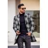 imageCOOFANDY Mens Wool Blend Coat with Detachable Plaid Scarfs Notched Collar Single Breasted Pea Coat Trench Overcoat2black Plaid