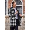 imageCOOFANDY Mens Wool Blend Coat with Detachable Plaid Scarfs Notched Collar Single Breasted Pea Coat Trench Overcoat2black Plaid