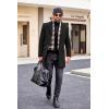imageCOOFANDY Mens Wool Blend Coat with Detachable Plaid Scarfs Notched Collar Single Breasted Pea Coat Trench OvercoatAblack