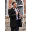imageCOOFANDY Mens Wool Blend Coat with Detachable Plaid Scarfs Notched Collar Single Breasted Pea Coat Trench OvercoatAblack