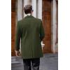 imageCOOFANDY Mens Wool Blend Coat with Detachable Plaid Scarfs Notched Collar Single Breasted Pea Coat Trench OvercoatArmy Green