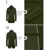 imageCOOFANDY Mens Wool Blend Coat with Detachable Plaid Scarfs Notched Collar Single Breasted Pea Coat Trench OvercoatArmy Green