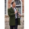 imageCOOFANDY Mens Wool Blend Coat with Detachable Plaid Scarfs Notched Collar Single Breasted Pea Coat Trench OvercoatArmy Green