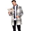 imageCOOFANDY Mens Wool Blend Coat with Detachable Plaid Scarfs Notched Collar Single Breasted Pea Coat Trench OvercoatBbrown Plaid