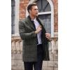 imageCOOFANDY Mens Wool Blend Coat with Detachable Plaid Scarfs Notched Collar Single Breasted Pea Coat Trench OvercoatBlack Plaid