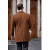 imageCOOFANDY Mens Wool Blend Coat with Detachable Plaid Scarfs Notched Collar Single Breasted Pea Coat Trench OvercoatBrown