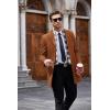 imageCOOFANDY Mens Wool Blend Coat with Detachable Plaid Scarfs Notched Collar Single Breasted Pea Coat Trench OvercoatBrown