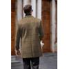 imageCOOFANDY Mens Wool Blend Coat with Detachable Plaid Scarfs Notched Collar Single Breasted Pea Coat Trench OvercoatBrown Plaid