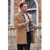 imageCOOFANDY Mens Wool Blend Coat with Detachable Plaid Scarfs Notched Collar Single Breasted Pea Coat Trench OvercoatCoffee