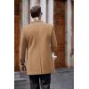 imageCOOFANDY Mens Wool Blend Coat with Detachable Plaid Scarfs Notched Collar Single Breasted Pea Coat Trench OvercoatCoffee
