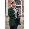 imageCOOFANDY Mens Wool Blend Coat with Detachable Plaid Scarfs Notched Collar Single Breasted Pea Coat Trench OvercoatGreen