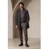 imageCOOFANDY Mens Wool Blend Coat with Detachable Plaid Scarfs Notched Collar Single Breasted Pea Coat Trench OvercoatGrey