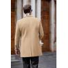 imageCOOFANDY Mens Wool Blend Coat with Detachable Plaid Scarfs Notched Collar Single Breasted Pea Coat Trench OvercoatKhaki