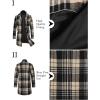 imageCOOFANDY Mens Wool Blend Coat with Detachable Plaid Scarfs Notched Collar Single Breasted Pea Coat Trench OvercoatKhaki Plaid