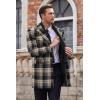 imageCOOFANDY Mens Wool Blend Coat with Detachable Plaid Scarfs Notched Collar Single Breasted Pea Coat Trench OvercoatKhaki Plaid