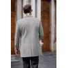 imageCOOFANDY Mens Wool Blend Coat with Detachable Plaid Scarfs Notched Collar Single Breasted Pea Coat Trench OvercoatLight Grey