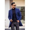 imageCOOFANDY Mens Wool Blend Coat with Detachable Plaid Scarfs Notched Collar Single Breasted Pea Coat Trench OvercoatNavy